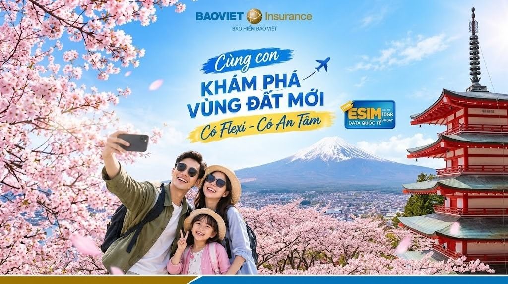 Bảo hiểm du lịch quốc tế Flexi giúp gia đình an tâm cùng con khám phá thế giới.